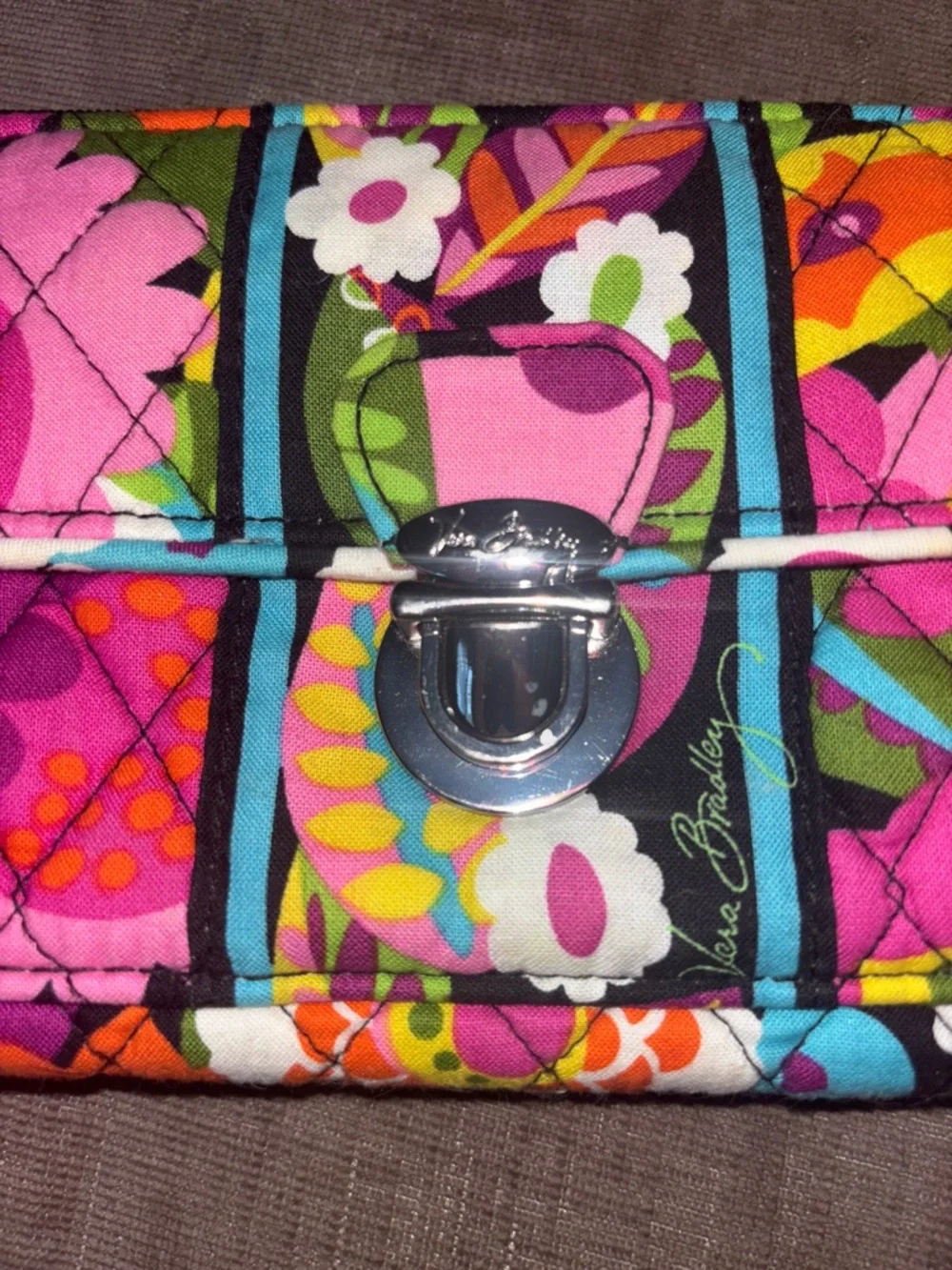 Vera Bradley Multicolor Floral Quilted Wristlet Wallet va va voom